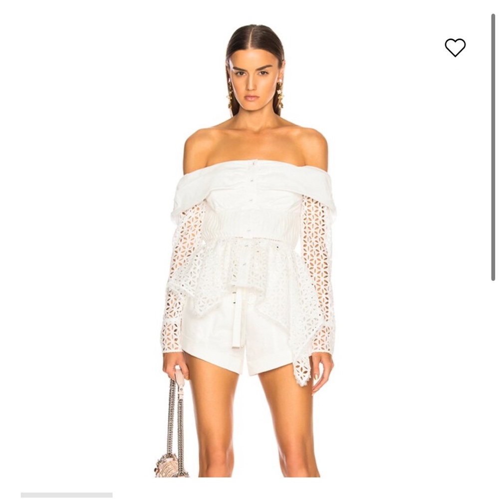 Self Portrait Asymmetric Broderie Top NWT